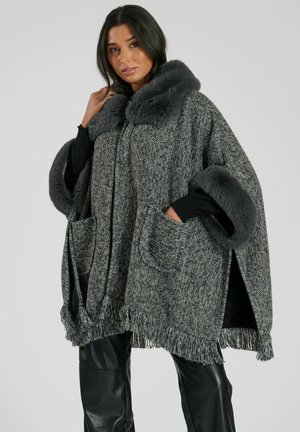 South Beach FAUX FUR PONCHO - Poncho - grey