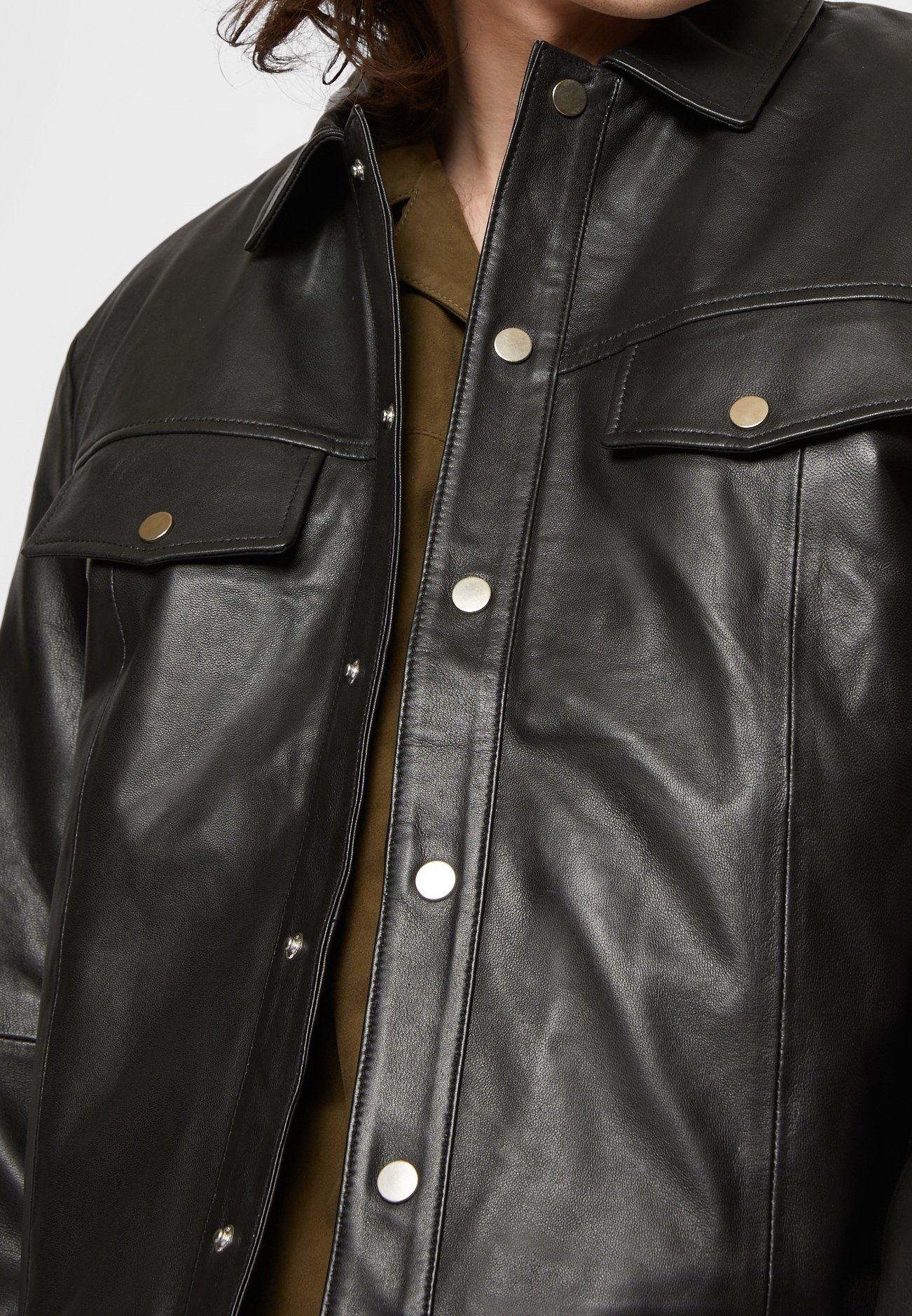 Deadwood Leather jacket - black - (Pre-owned) - Zalando
