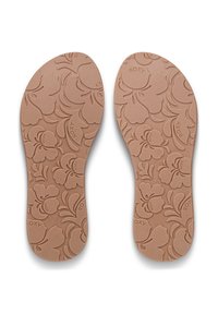 Πέλματα Roxy, ανοιχτό καφέ με λουλουδένιο σχέδιο, διαθέτουν ανάγλυφη υφή και λεπτομέρειες με λογότυπο, σχεδιασμένα για άνεση και υποστήριξη.