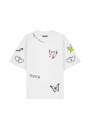 Mira Paris, TATTOO SWEETHEART OVERSIZED DROPPED SHOULDER TEE 26 UNISEX - T-shirt con stampa - white