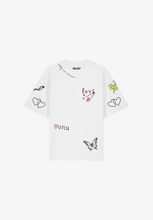 Mira Paris, TATTOO SWEETHEART OVERSIZED DROPPED SHOULDER TEE 26 UNISEX - T-shirt imprimé - white