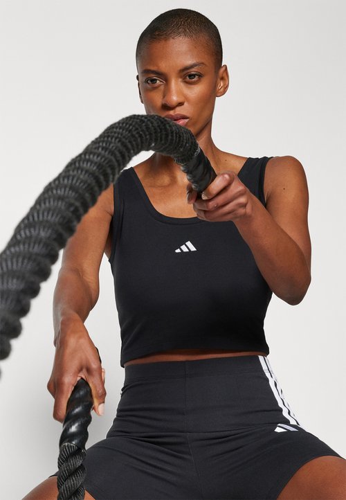 adidas Women's Essentials Small Logo Cotton Lifestyle Tank Top Black/White — foto 4