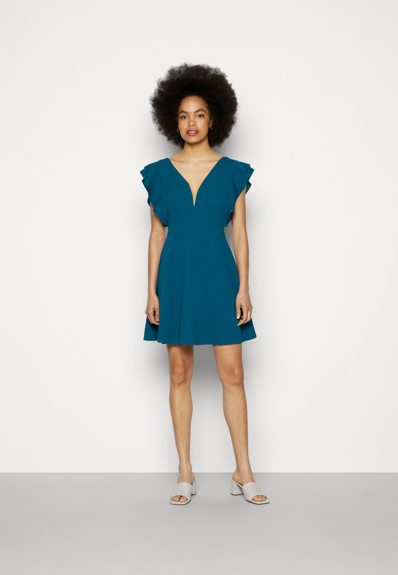 WAL G. PLUNGE NECKLICE WITH FLUTTER SLEEVES DRESS - Vestido de dia - dark teal blue