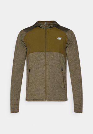 New Balance GRID HOODED FULL ZIP - Laufjacke - woodland heather