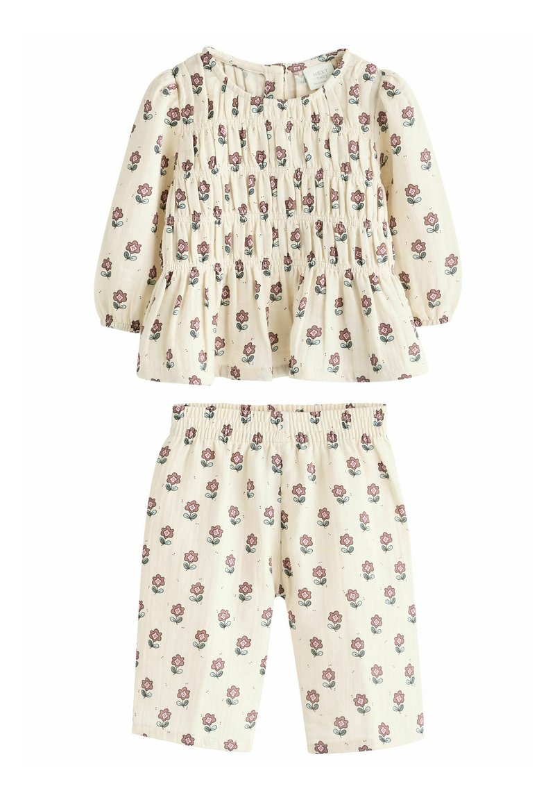 Next WIDE LEG SET - REGULAR FIT - Tygbyxor - ecru pink floral