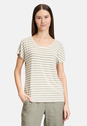 MIT RUNDHALSAUSSCHNITT - T-shirt imprimé - cream khaki
