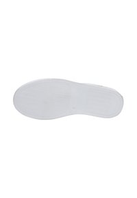 White rubber sneaker sole with a textured, wavy pattern for grip. Features a rounded toe and flat heel. Marks indicate sizing.