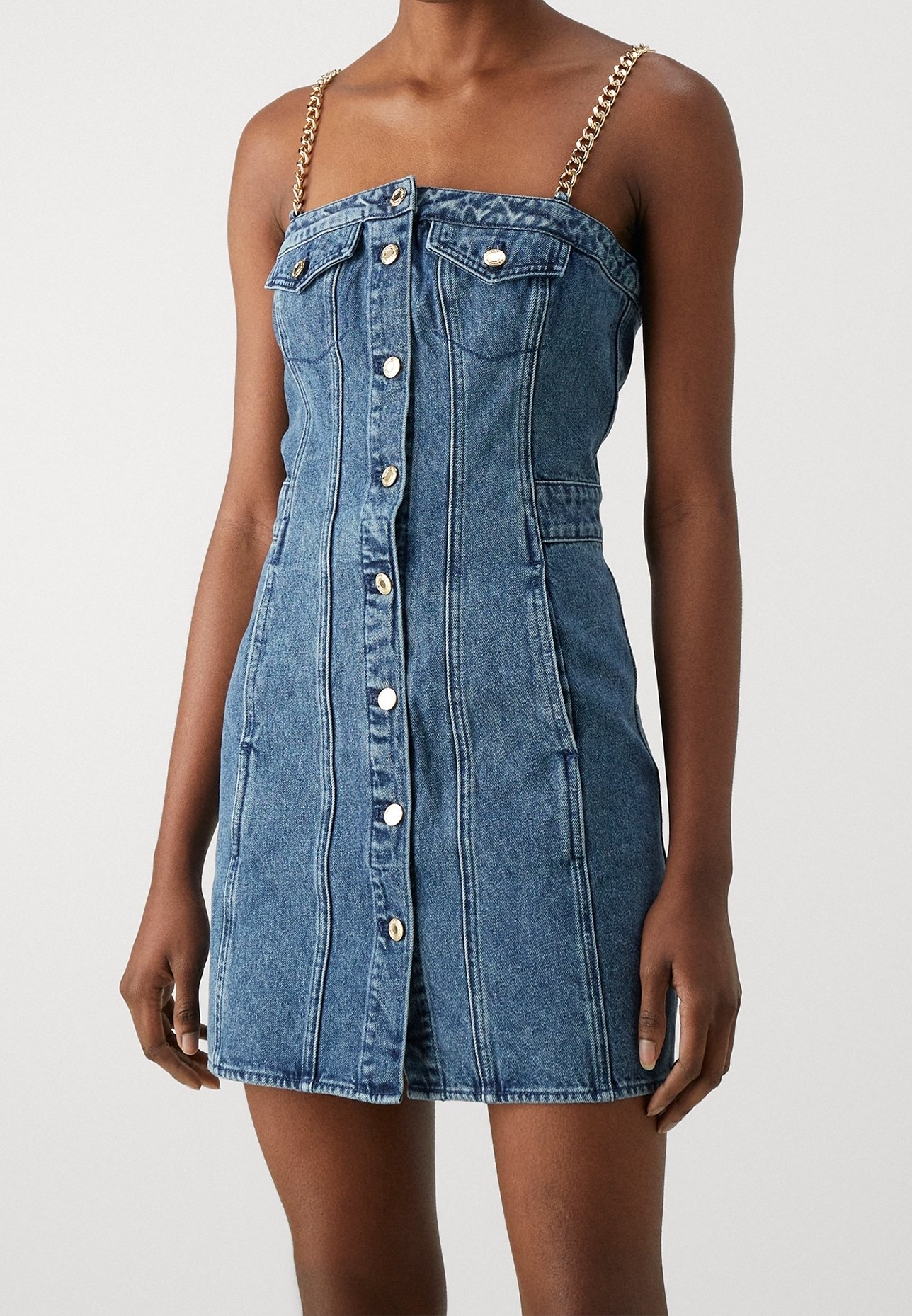 michael kors denim dresses Michael Kors Frayed Denim Midi Dress In Blue - 60% Off