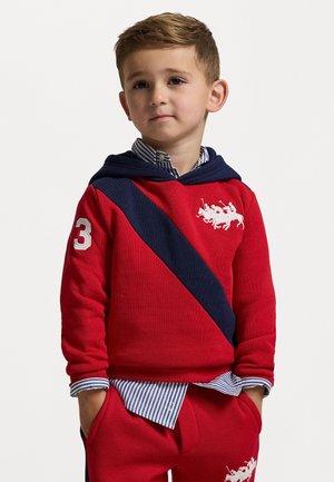 TRIPLE PONY FLEECE HOODIE - Majica s kapuljačom - red/refined navy