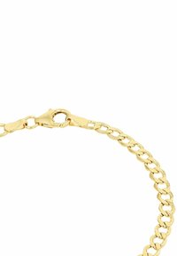 Pulsera de cadena color dorado con eslabones entrelazados y un cierre tipo langosta. Textura suave con un acabado pulido.