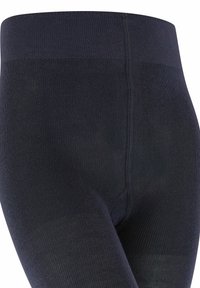 Leggings neri con un motivo tessuto a maglia e vita alta, che presentano una finitura liscia e un design aderente.