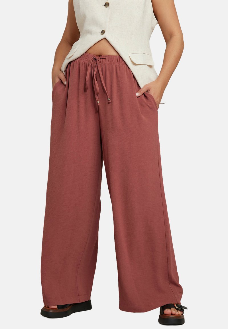 Yours Clothing WIDE LEG - Housut - burnt orange