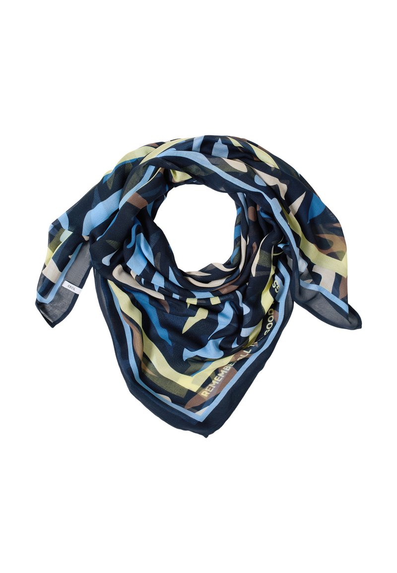 Foulard Léger Pour Femme - Bleu Multicolore à Carreaux, Avec Franges, En Viscose - Occasion