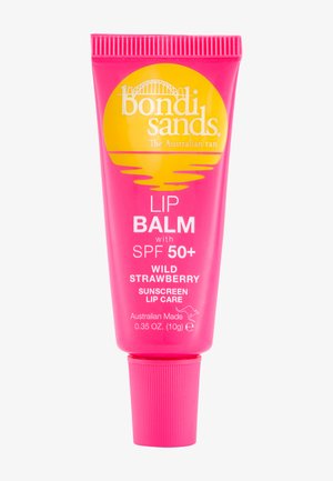 Tube de baume à lèvres Bondi Sands rose vif avec SPF 50+, parfum fraise sauvage, fabriqué en Australie, 0,35 oz, soin des lèvres avec écran solaire.