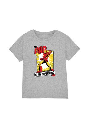 IRON MAN DAD HERO COMIC - Print T-shirt - mottled grey