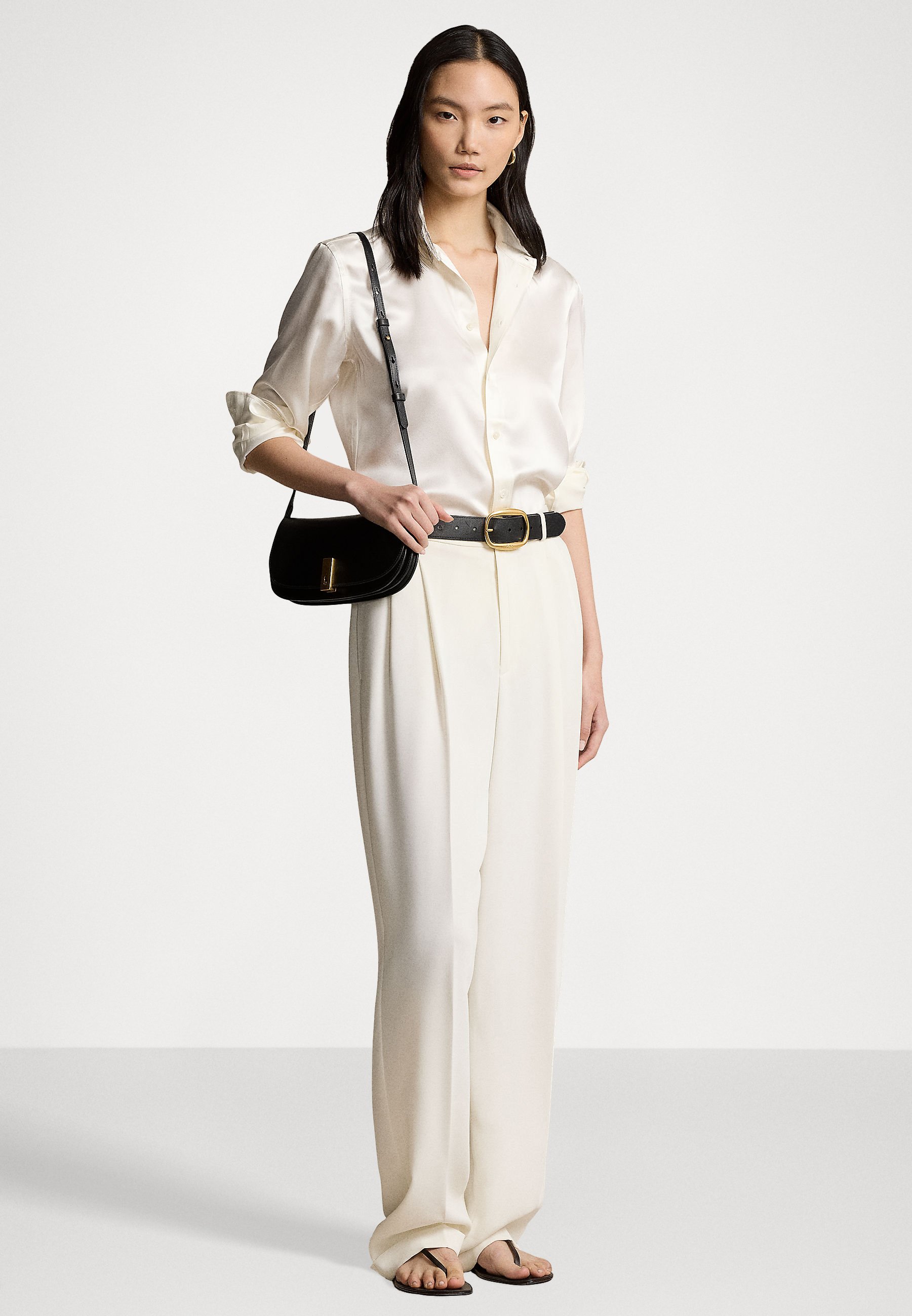 売れ筋商品|||ラルフローレン シャツ レディース トップス SLIM FIT SILK SHIRT - Button-down blouse - trophy cream Slim Fit Silk Shirt for Women | Ralph Lauren® BR