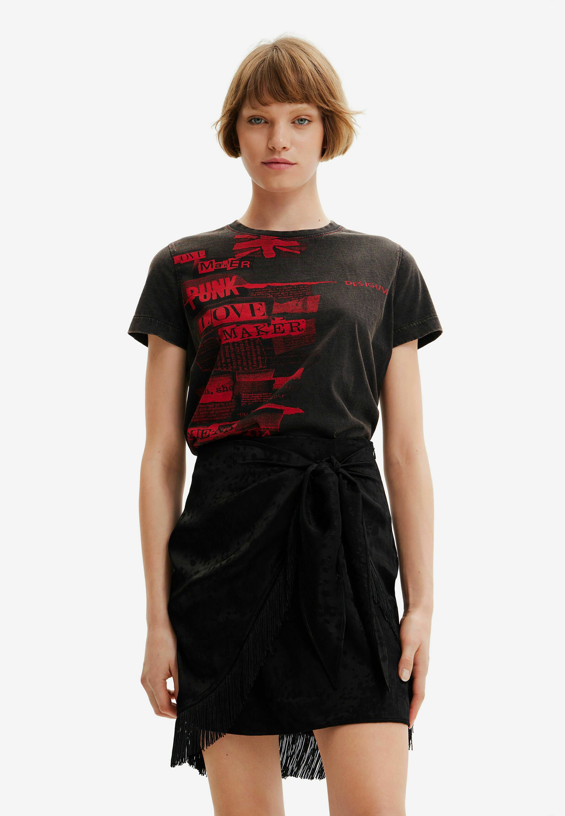 T-shirt Femme Desigual Fehér Póló Elizabeth Fry - S - Desigual Imprimé Kulimania Coloré