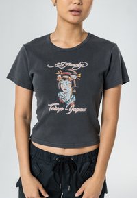 Ed Hardy TOKYO-GEISHA TIGHT  - T-shirts print - washed black