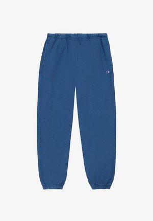 Blaue Jogginghose aus weichem Material, mit einem elastischen Bund, zwei seitlichen Taschen, gerippten Bündchen und einem kleinen Logo auf dem linken Oberschenkel.