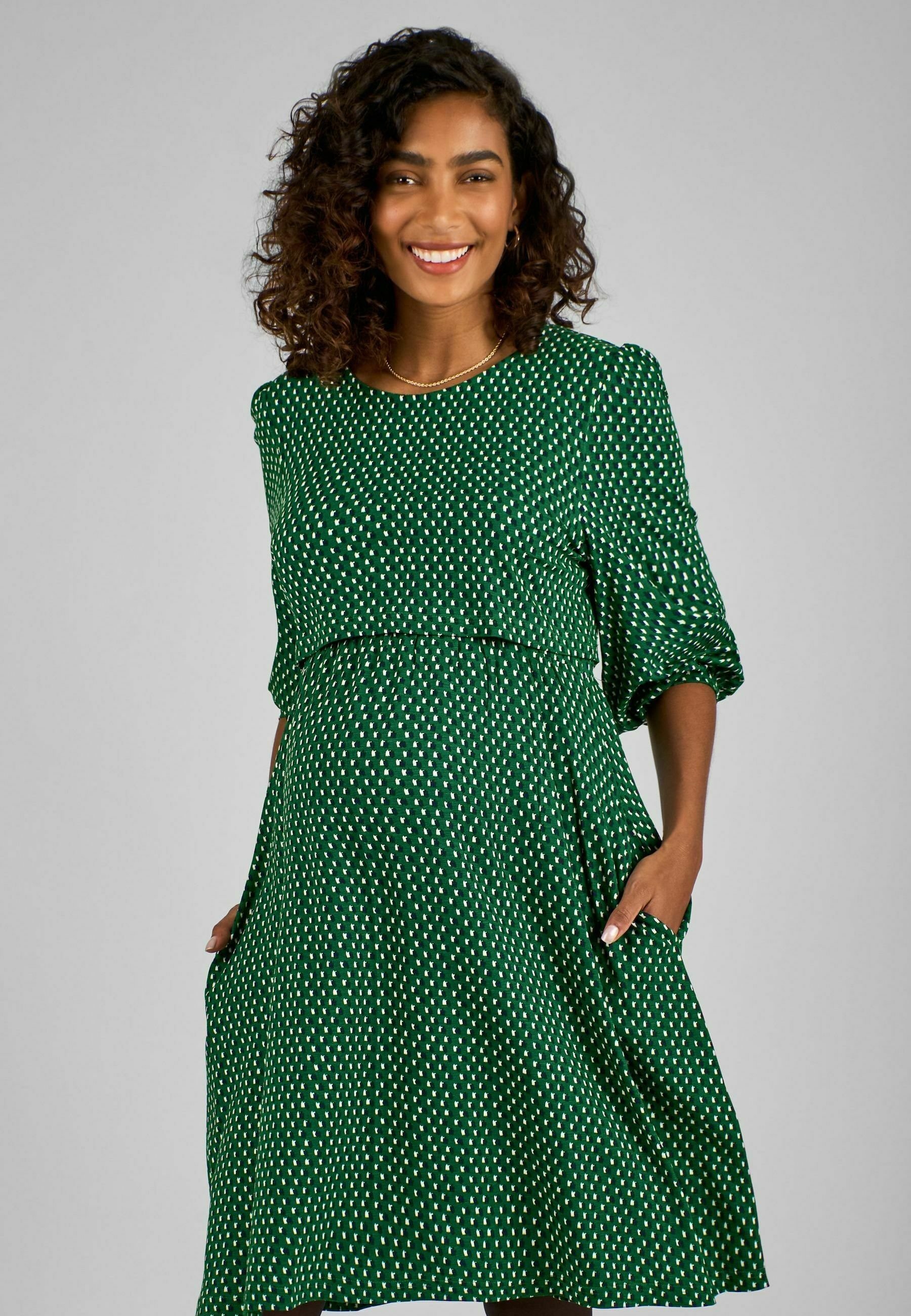 JoJo Maman Bb MATERNITY AND NURSING GEO REGULAR FIT - Day dress - green -  Zalando