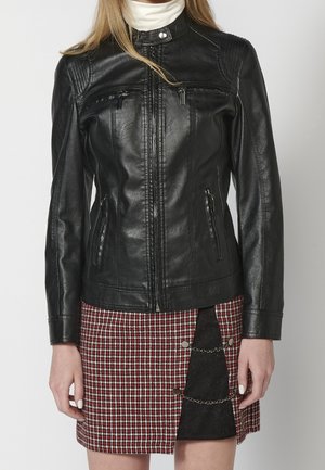 Imiteret læderjakke - black