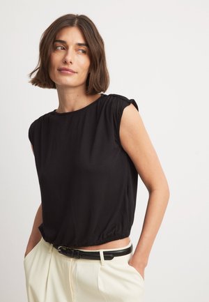 DRAPED - T-shirt med print - black
