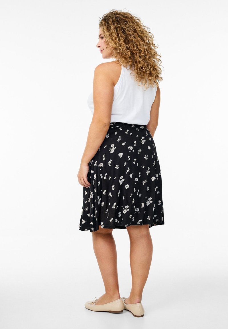 Zizzi 2-PACK - A-Linien-Rock - black flower