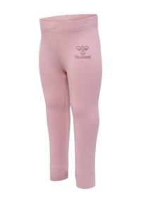 Rosa Baumwoll-Leggings mit einer glatten Textur, versehen mit einem Logo in derselben Farbe, entworfen für eine enganliegende Passform und subtilen Nähten.