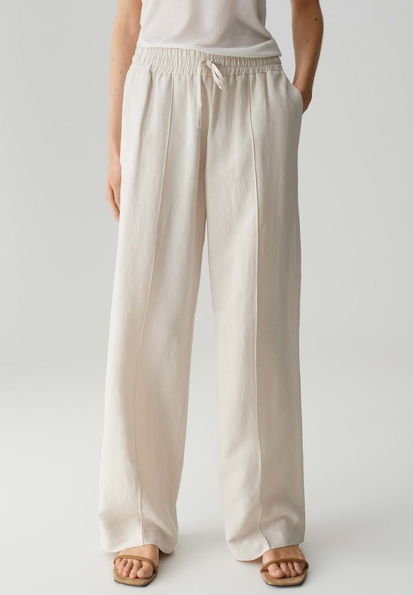 MID RISE LONG WIDE FIT - Stoffhose - natural glaze