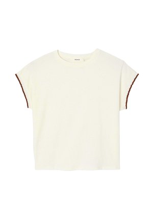 Promod, T-SHIRT MANCHES FANTAISIE - T-shirt basique - ecru