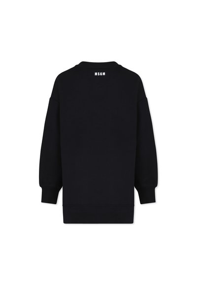 Zwarte sweatshirt met ronde hals, lange mouwen en ribgebreide cuffs. Bevat een klein wit "MSGM" logo op de achterkant. Zacht, gestructureerde stof.