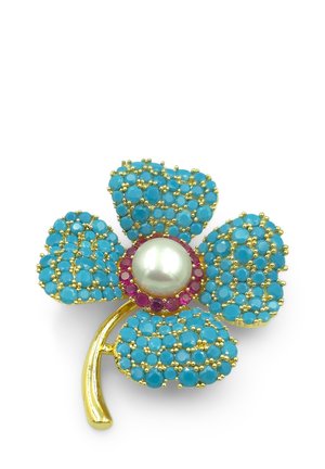 VIBRANT FLOWER - Broche - blau/rot/gold-coloured