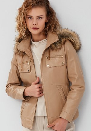 Veste en cuir - beige