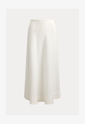 Λευκή, μακριά φούστα μέχρι το πάτωμα, κατασκευασμένη από ελαφρύ ύφασμα. Διαθέτει λείο ζωνάρι στη μέση και ελαφρώς φουσκωτό, ρέον στυλ.