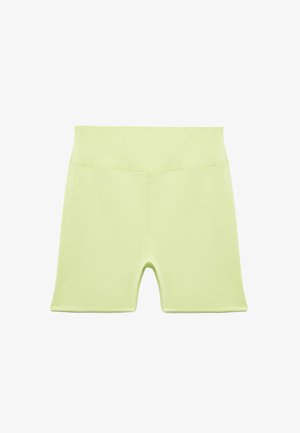 Lysegrønne cykelshorts lavet af elastisk materiale, med høj talje og glat tekstur. Ingen mønstre eller hardware-detaljer synlige.