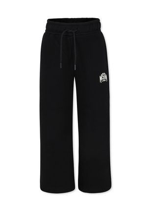 Pantaloni sportivi neri realizzati in tessuto morbido, con una vestibilità rilassata, vita elasticizzata con coulisse e logo MSGM bianco sul davanti.