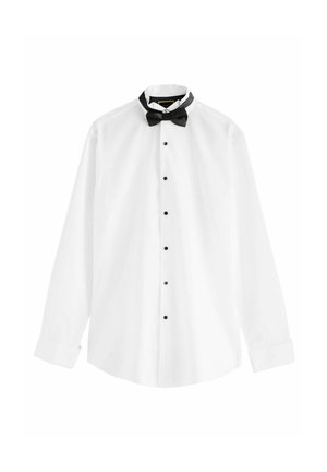 TEXTURED DOUBLE CUFF LONG SLEEVE WITH WING COLLAR AND BOW TIE PACK - Businesshemd - white
