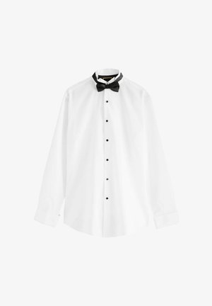 Next TEXTURED DOUBLE CUFF LONG SLEEVE WITH WING COLLAR AND BOW TIE PACK - Camisa elegante - white