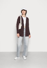 Vero Moda VMDOFFY OPEN HOOD CARDIGAN  - Casaco de malha - port royaledetail/black melange