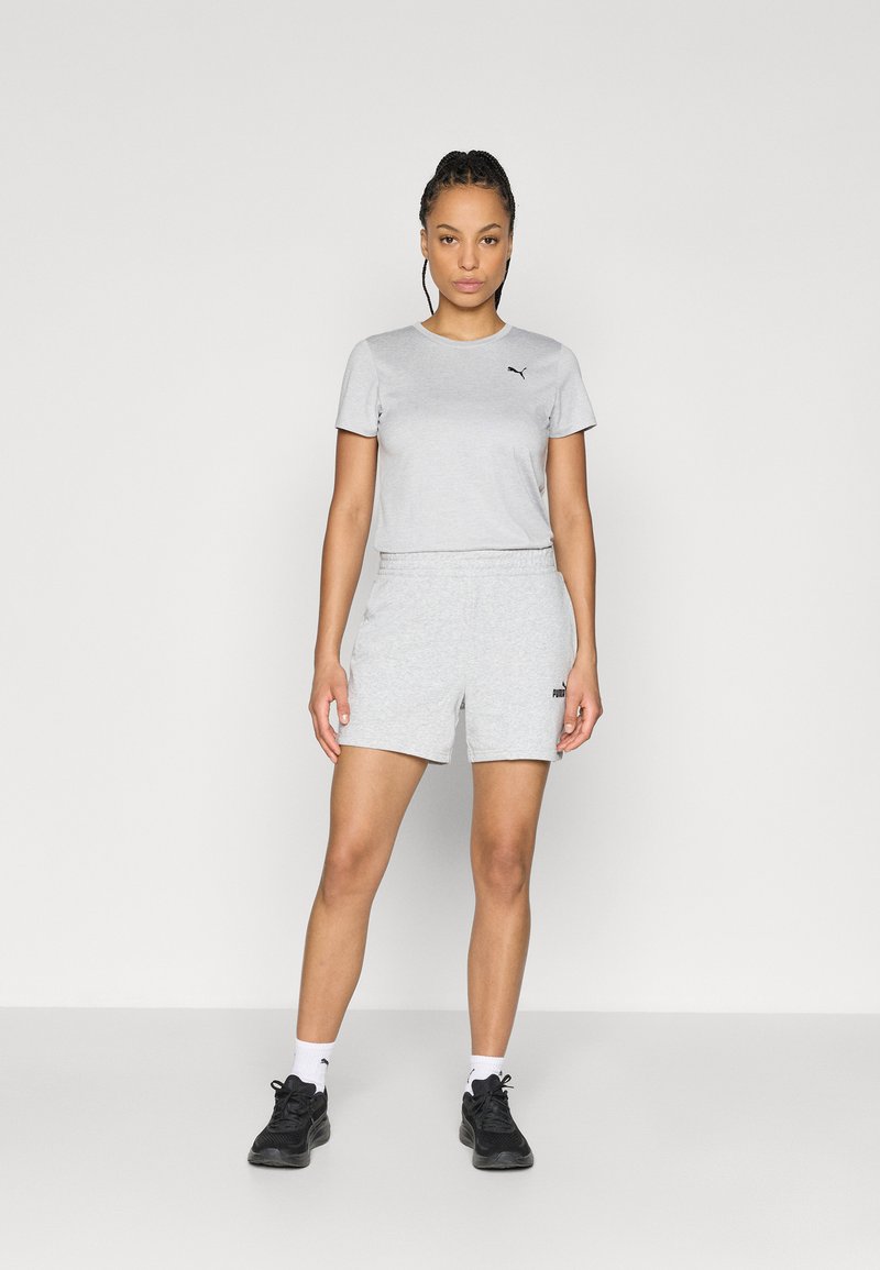 Puma SMALL LOGO HIGH WAIST SHORTS - Sportovní kraťasy - light gray heather