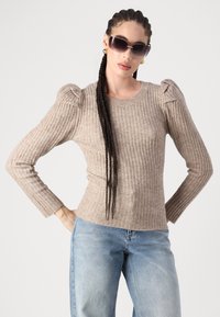 Vero Moda VMKIM UNECK - Strickpullover - beige