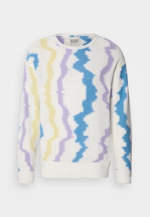 Scotch & Soda LUNA DROPPED SHOULDER JUMPER - Strickpullover - white/multi colour