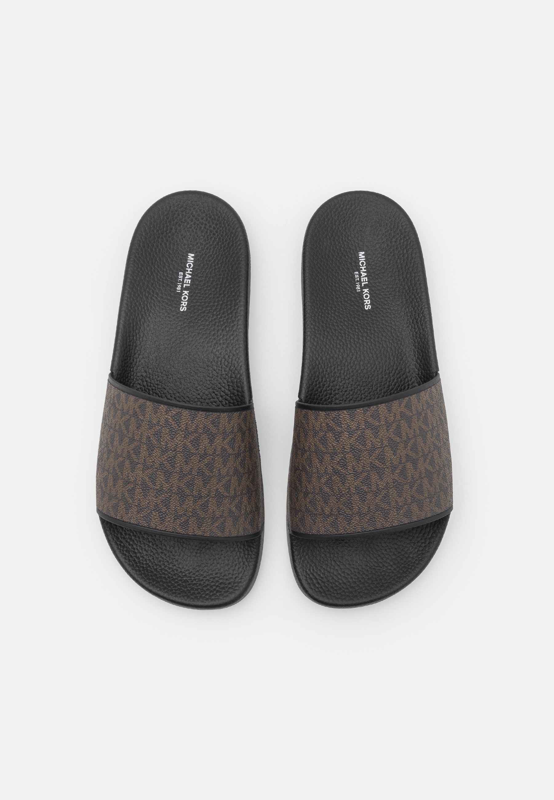 Michael Kors JAKE SLIDE - Muiltjes - brown/black/bruin - Zalando.nl