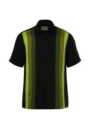 STHUGE, STRIPED SHIRT, HALF SLEEVE, KENT COLLAR, BOXY FIT, UP TO 8 XL - Shirt - black