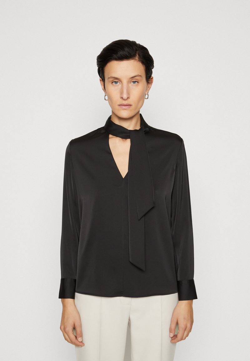 Calvin Klein SHINE TIE BLOUSE - Button-down blouse - black - Zalando.co.uk