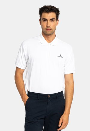Gisada, GISADA REGULAR FIT ZIP-UP POLO IN LUXE INTERLOCK PIQUET WITH RUBBER LOGO - Polo - white