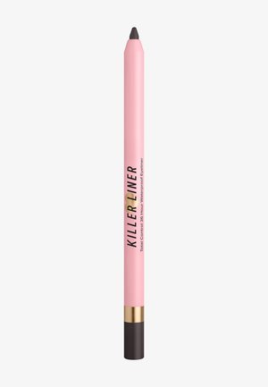 Rosa Eyeliner-Stift mit abgerundetem Ende, matter Textur, schwarzem Grund und goldenen Akzenten. Das Etikett lautet "KILLER LINER" in fetter Schrift.