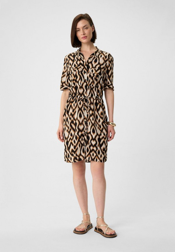 FLIESSENDES CRÊPE- MIT ANIMAL-PRINT - Blusenkleid - schwarz