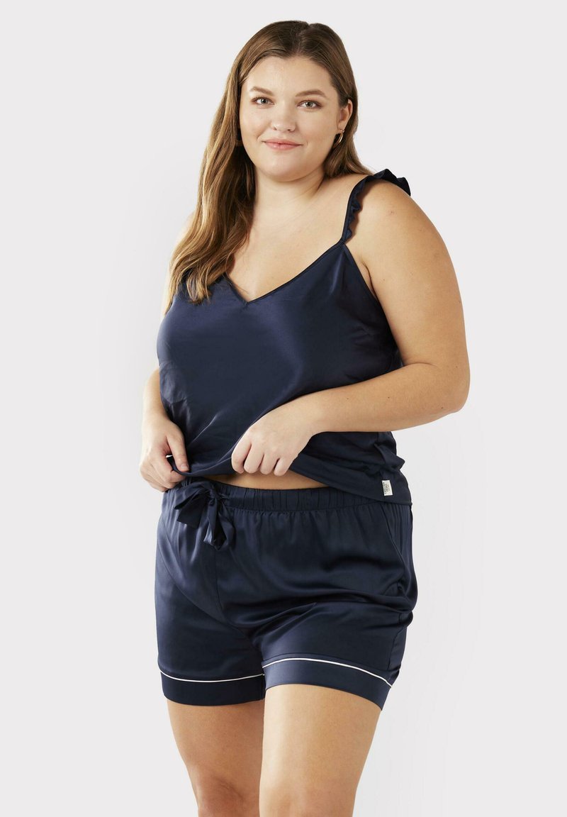 Chelsea Peers CURVE FRILL SET Pyjama set navy/dark blue Zalando.ie