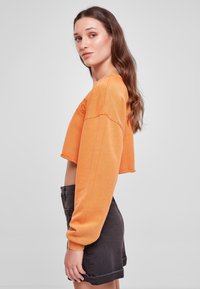 Urban Classics CROPPED FLOWER EMBROIDERY TERRY CREW - Sudadera - vintageorange